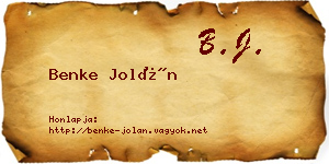 Benke Jolán névjegykártya