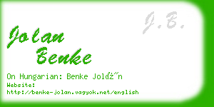 jolan benke business card